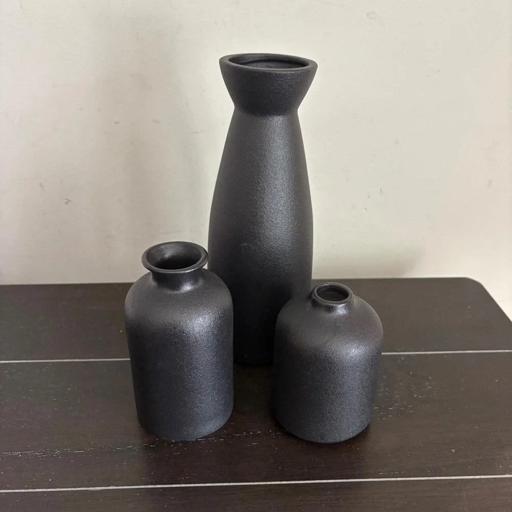 Matte Black Textured Ceramic Bud Vases | Set of 3 | Target | Minimalist Modern